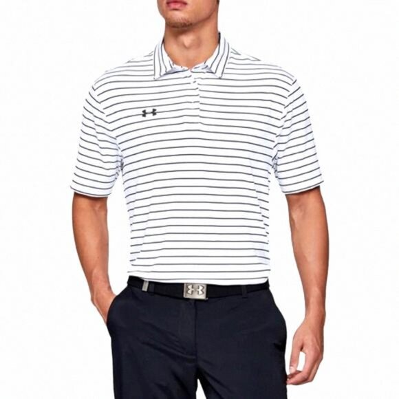 Under Armour Other - Under Armour UA HeatGear Men’s Playoff Polo Golf White 124 1327037 Shirt Striped